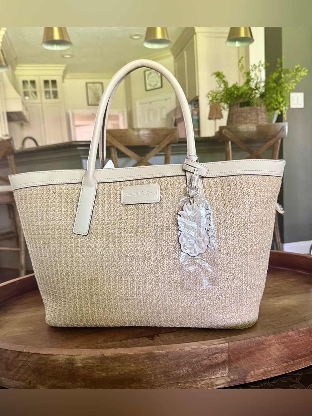 Brand New Tommy Bahama Raffia Cream Tote